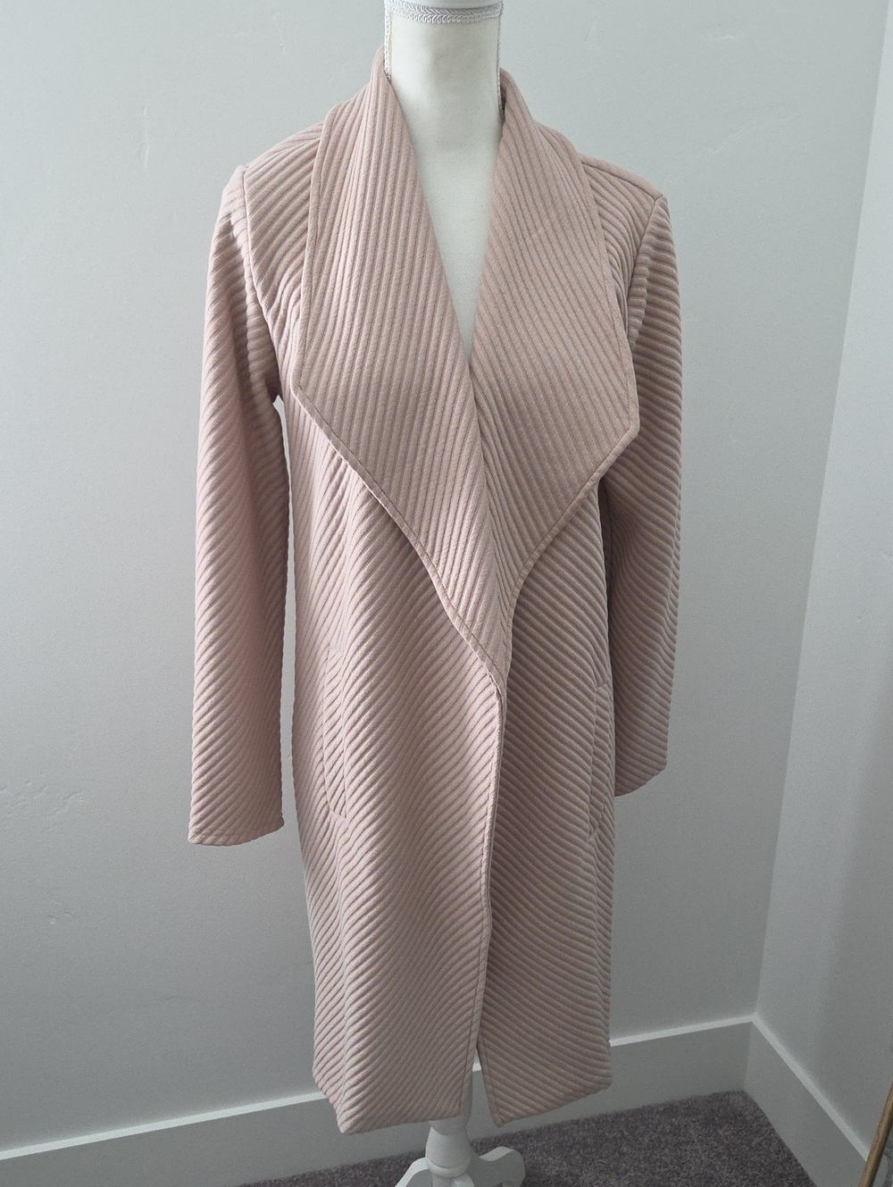 BB Dakota Lightweight Ribbed Open Cardigan - Beige